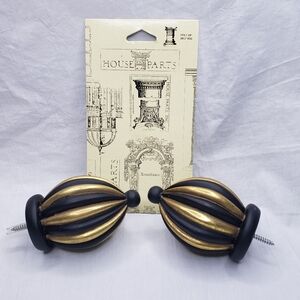 Italian Venice Style Black And Gold Curtain Rod Finials